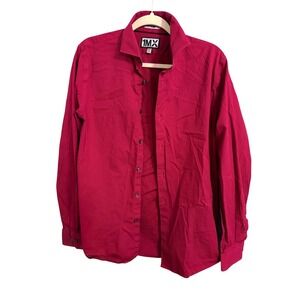 1MX Shirt Men's Red Long Sleeve Button Up Dress Shirt Size‎ Medium